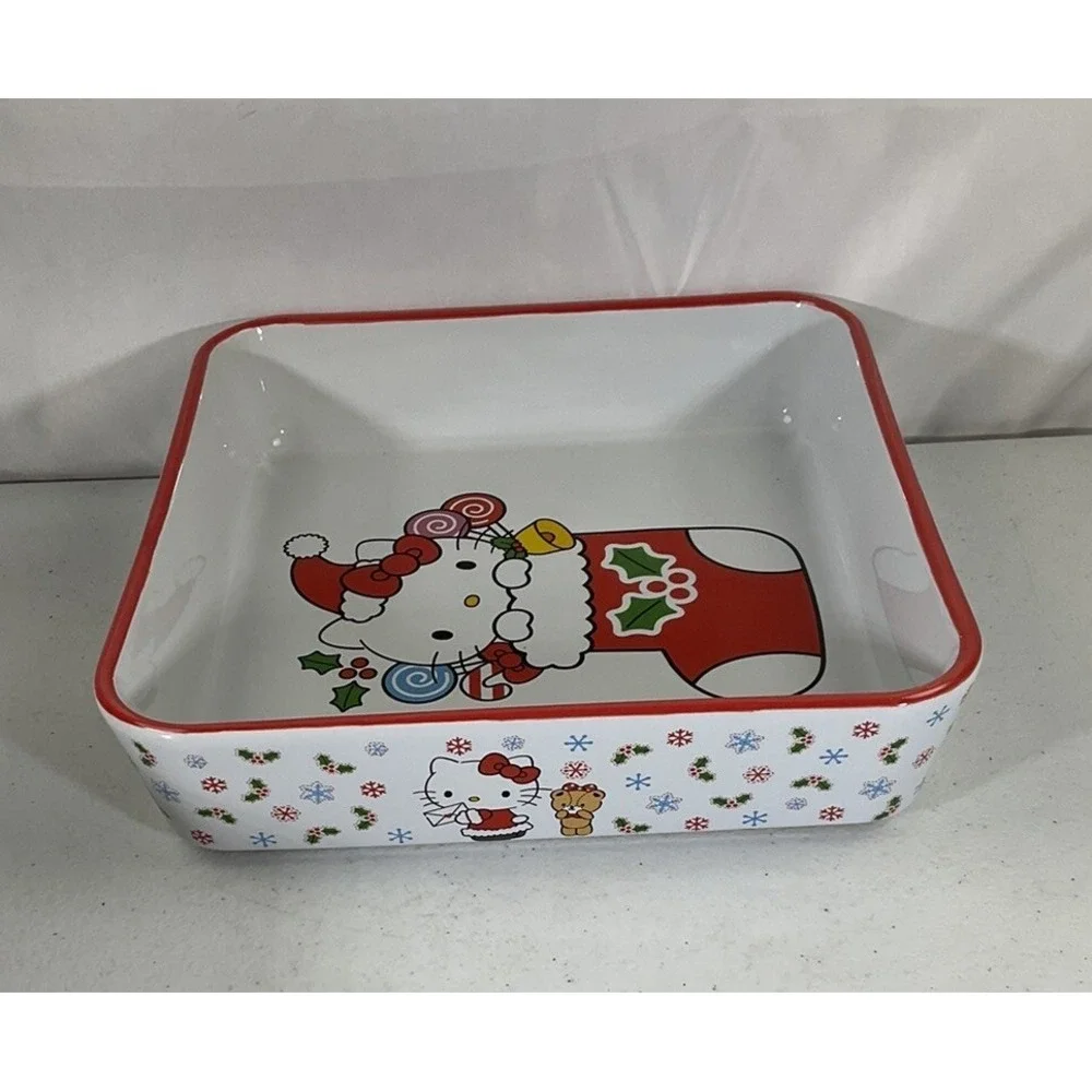 Sanrio Hello Kitty Stocking Christmas Square Baking Dish Casserole Pan
